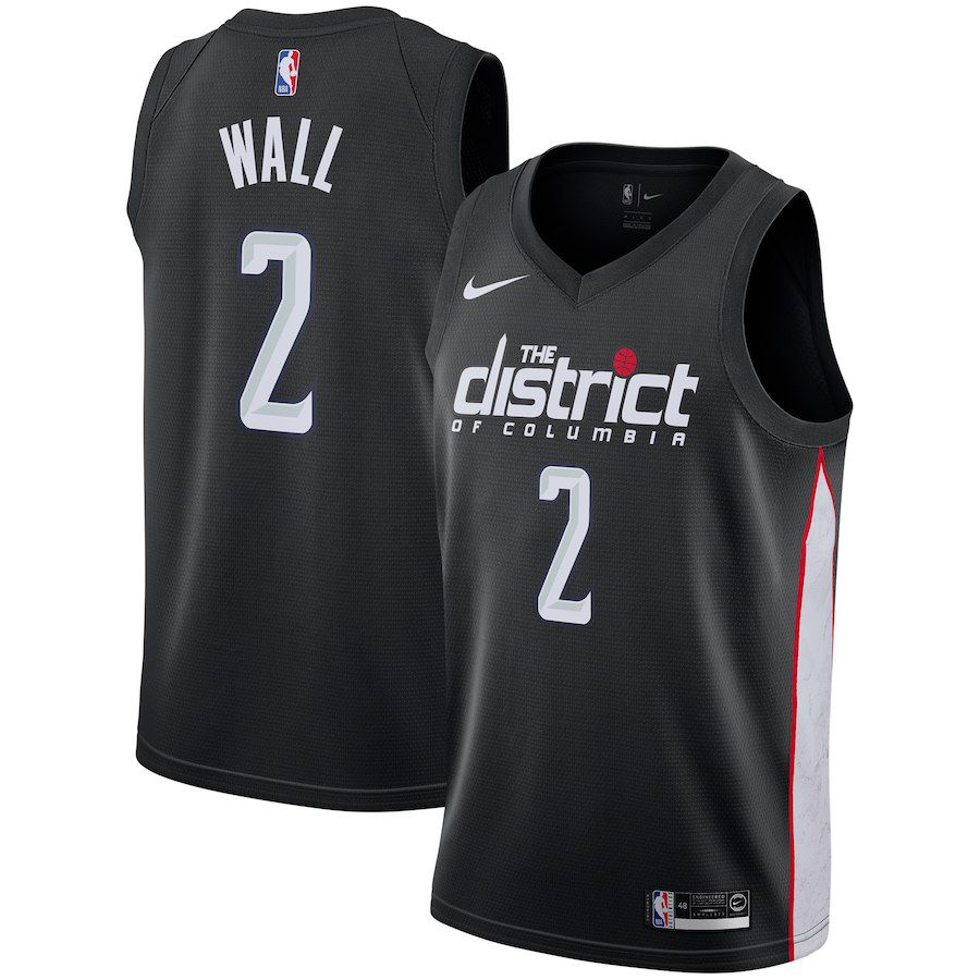 Men Washington Wizards 2 Wall Black City Edition Game Nike NBA Jerseys